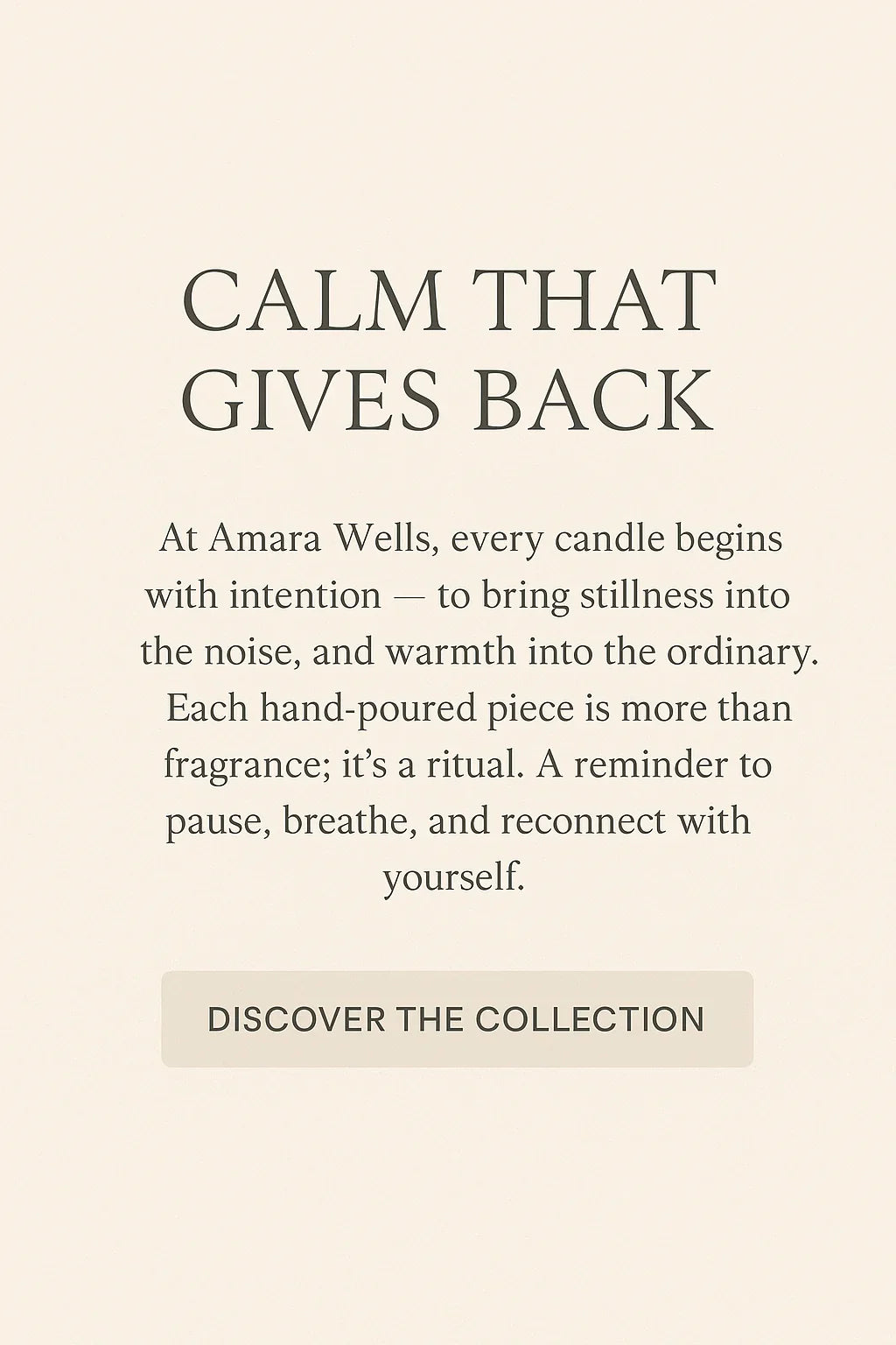 Calm that gives back - amara wells -UK