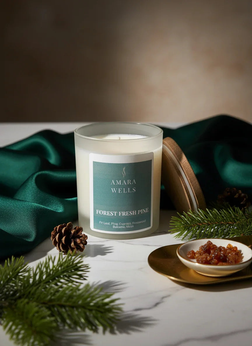 Forest Fresh Pine scented soy wax candle - Amara Wells