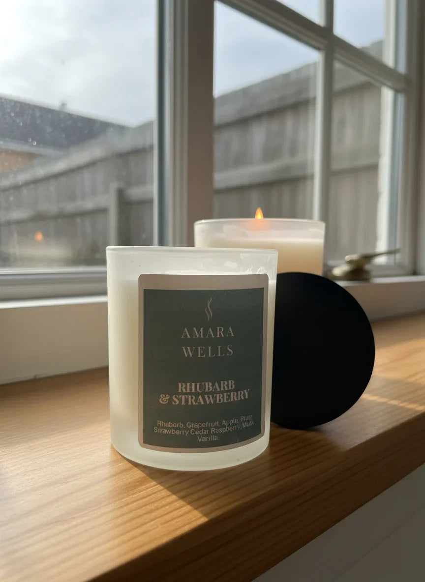 Rhubarb and Strawberry soy wax Candle - Amara Wells